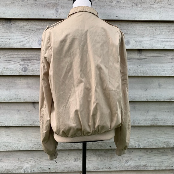 Vintage 80s Tan Khaki Zip Up Front Long Sleeve Collared Utility Bomber Jacket - Picture 15 of 16